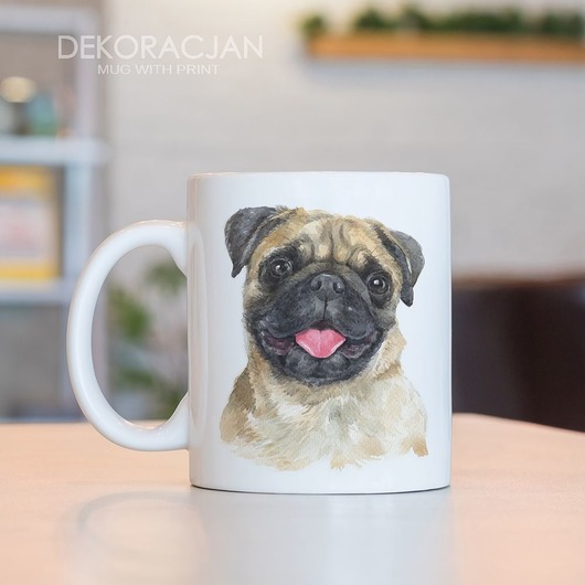 Kubek Z Nadrukiem Pies Mops Dekoracjan