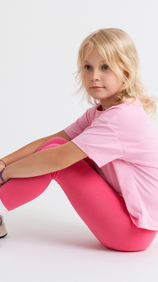 legginsy i getry dla dziewczynki Legginsy bawełniane różowe