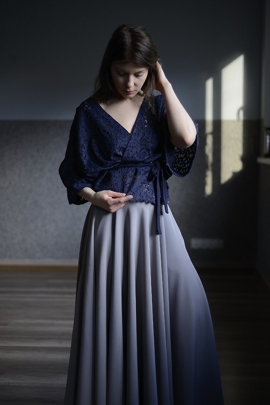 spódnice maxi Szara spódnica z pełnego koła długa maksi