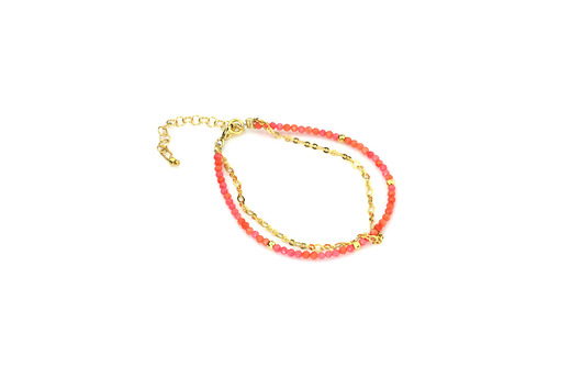 Bransoletka Koral Różowy z Pomarańczowym złoto Brazi Druse Jewelry