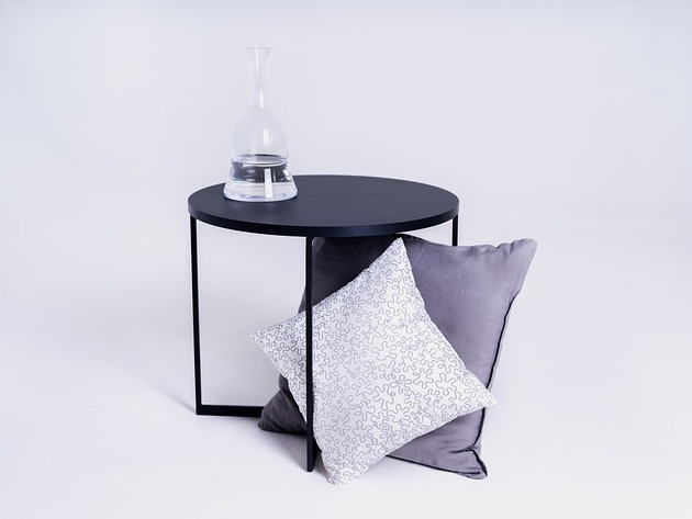 meble - stoły i stoliki - stoliki kawowe Designerski okrągły stolik kawowy NIKO 50 cm czarny podstawa X