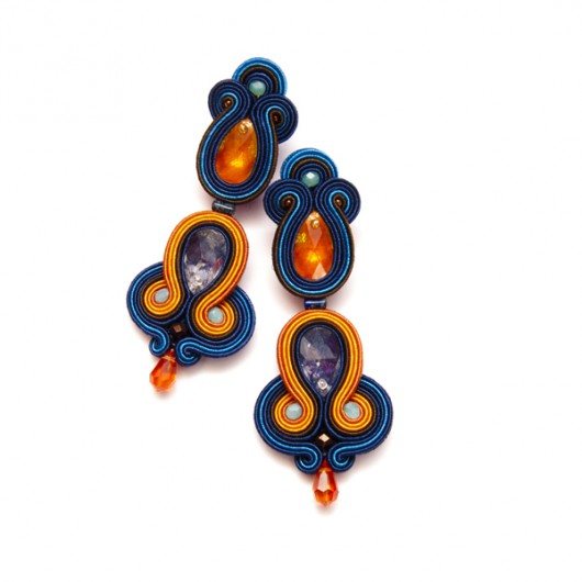 Kolczyki soutache - pomarańczowe, niebieskie maanuela