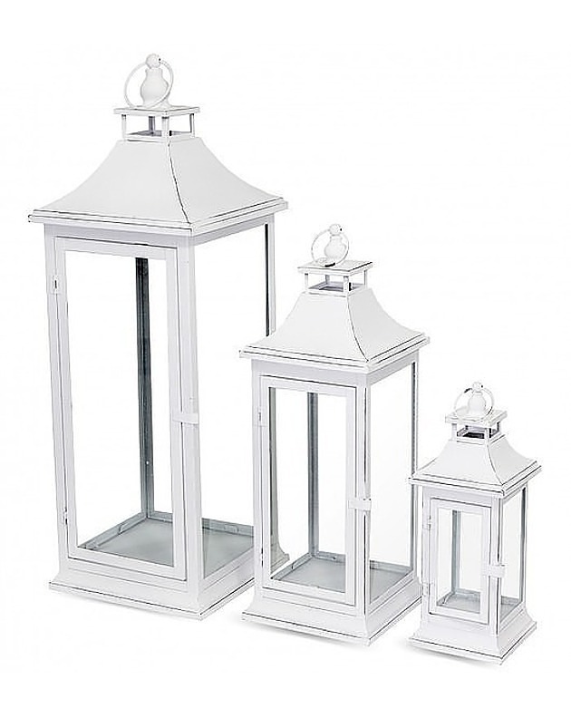 świeczniki i świece Lampion Metalowy 3 szt. Latarenki Metalowe Bianco