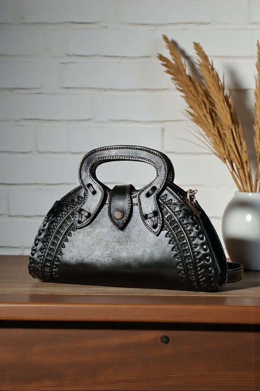 torby na ramię Torebka skórzana ręcznie robiona góralska Cuero czarna torba na ramię