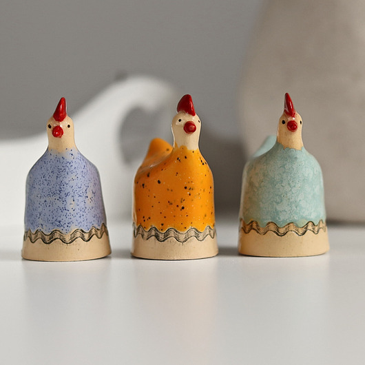 ozdoby wielkanocne Ceramiczne  kurki wielkanocne, zestaw 3 szt.
