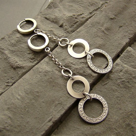 kolczyki wire wrapping Koła na łańcuszku