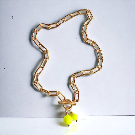 złote naszyjniki Swarovski neon pearls : TWO : neon yellow