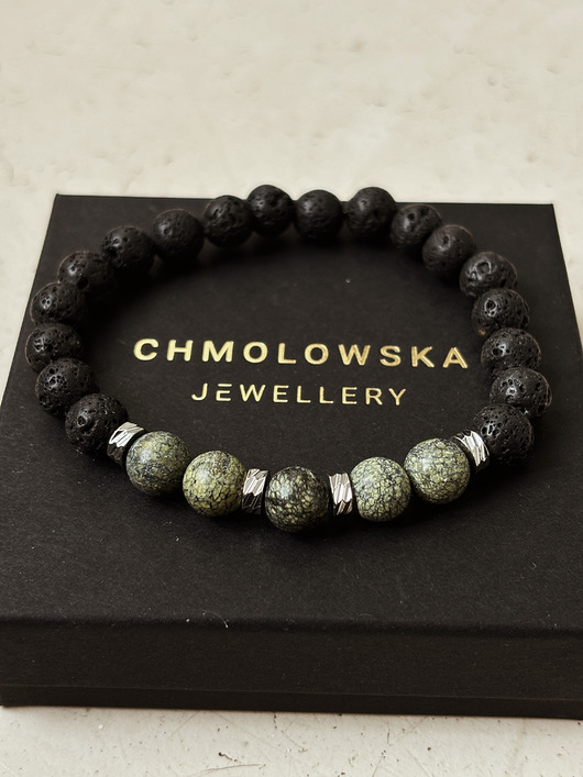 biżuteria męska Bransoletka  męska Serpentynit