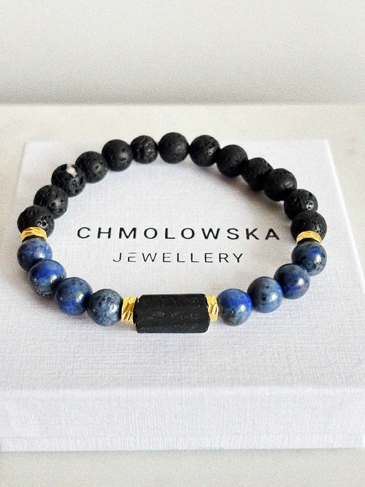 biżuteria męska Bransoletka męska Sodalit i Turmalin