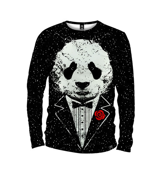 bluzy męskie Koszulka Longsleeve Męska DR.CROW Panda Godfather