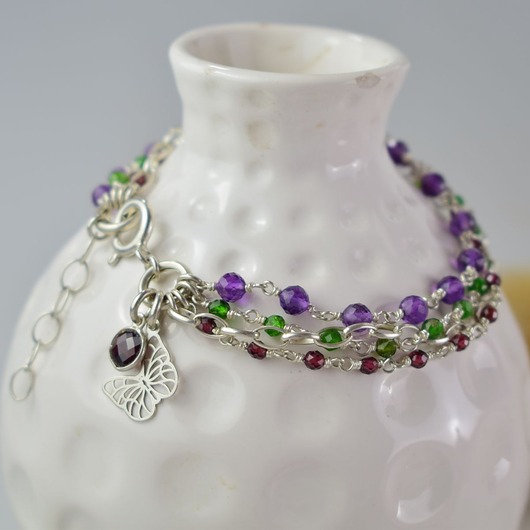 bransoletki z kamieni naturalnych Mix kamieni w srebrze II - bransoletka