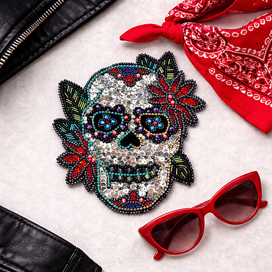 broszki Duża broszka Meksykańska czaszka