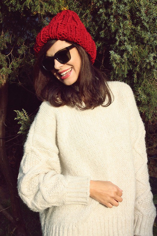 czapki damskie Czapka handmade beanie z wełną merino bulky