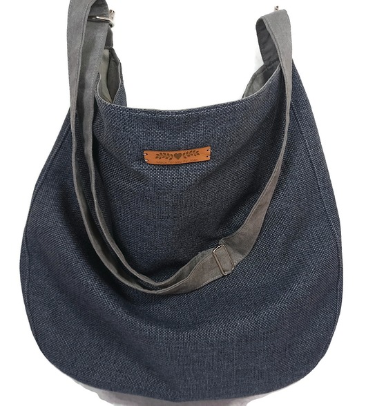 Duża torba boho ciemny szary XXL Made by Joan
