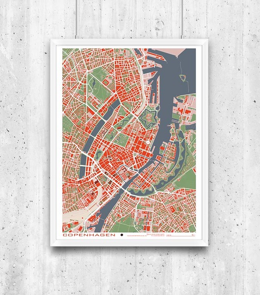 Kopenhaga - plan miasta, plakat A2 minimalmill