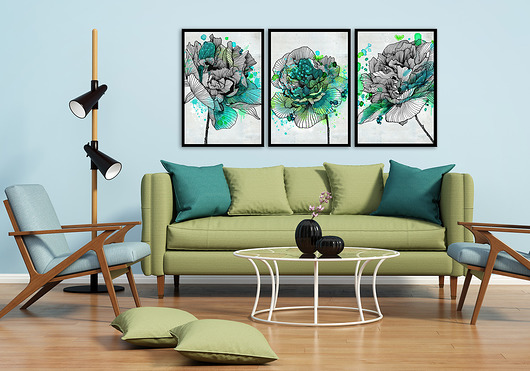 OBRAZ NA PŁÓTNIE -Barwny ogród różany tryptyk LUdesign gallery