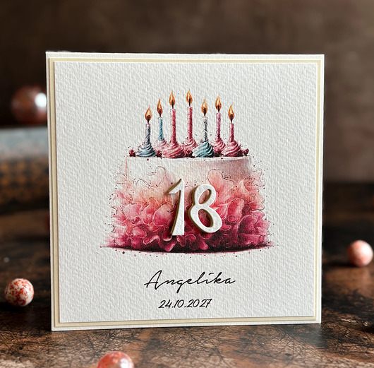 kartki scrapbooking Personalizowana kartka na 18. urodziny dla niej, BH 44a