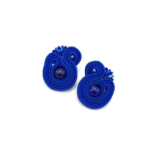 kolczyki soutache Kolczyki sutasz niebieskie sztyfty Largo lapis lazuli małe lekkie