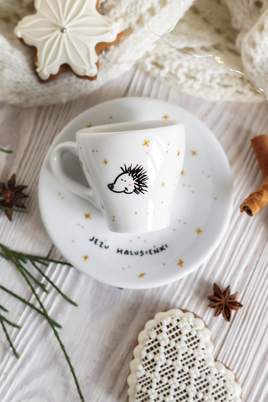 filiżanki Świąteczna Filiżanka do espresso Jeżu Malusieńki