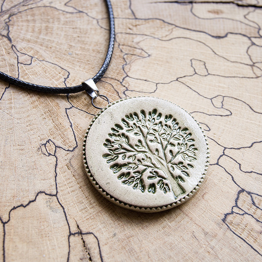 naszyjniki - inne Naszyjnik ceramiczny z motywem drzewa