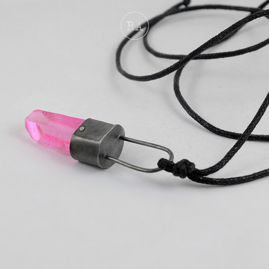 wisiory SREBRO Pink Aura 11 - naszyjnik z kryształem