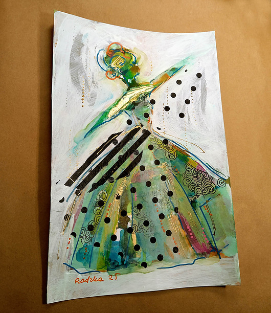 obrazy Kumoszka 20 - akwarela 16x24 cm unikat