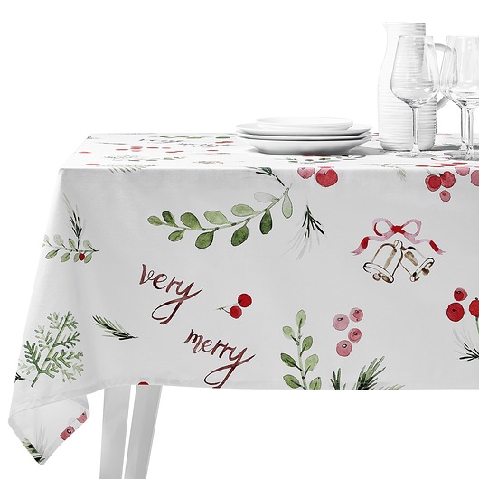 Bawełniany obrus "Very merry" White pocket