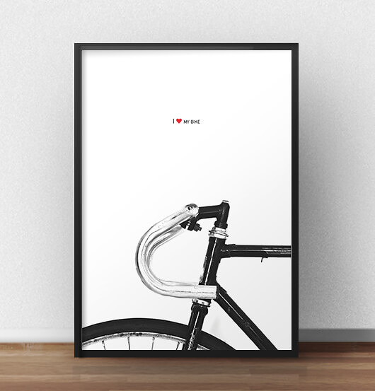 plakaty Plakat z rowerem i napisem "I love my bike"