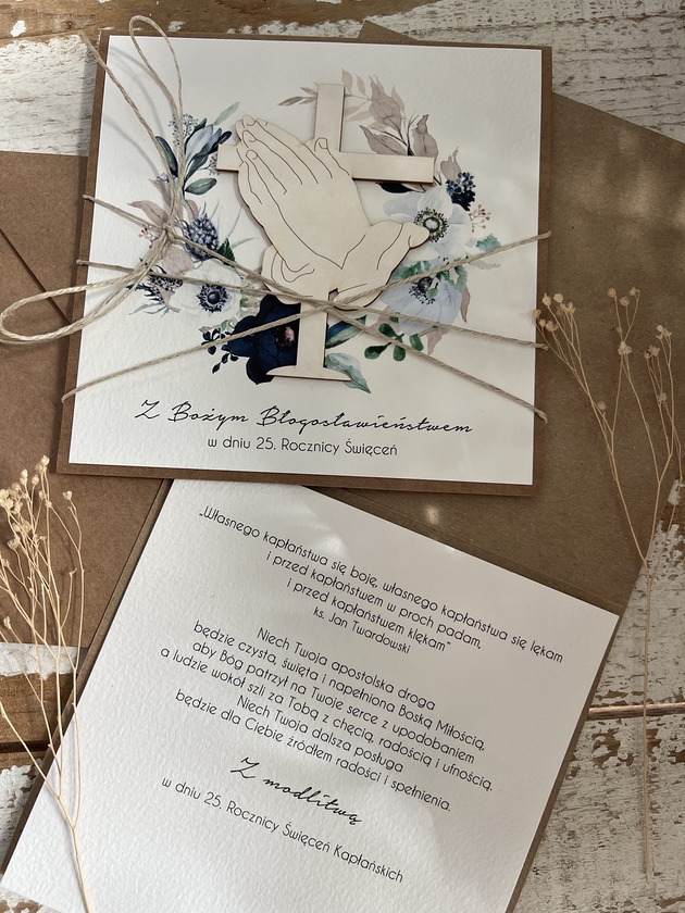 kartki scrapbooking Ręcznie robiona kartka dla księdza na 25 rocznicę święceń kapłańskich