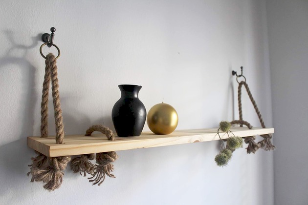 Drewniana półka jutowa BOHO Spica Decor