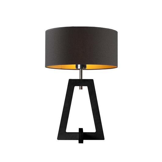 lampy stołowe Drewniana lampka stołowa z abażurem CLIO GOLD