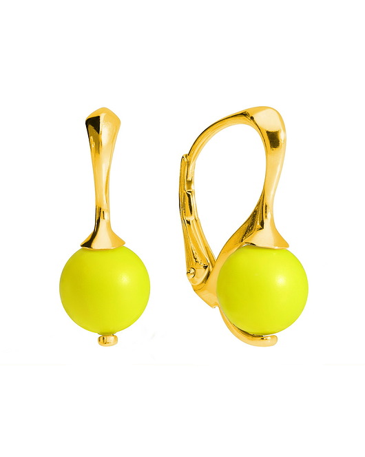 kolczyki swarovski Kolczyki angielskie neon żółta perła Swarovski