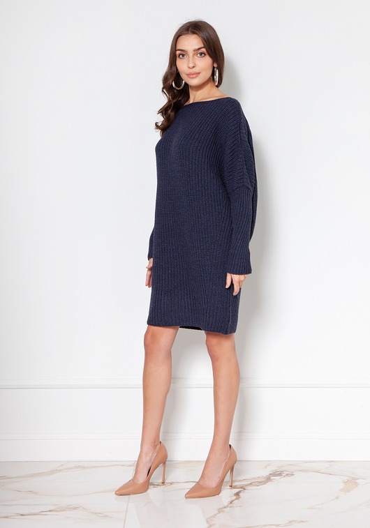 Oversize'ovy sweter-tunika,SWE135 granat Lanti