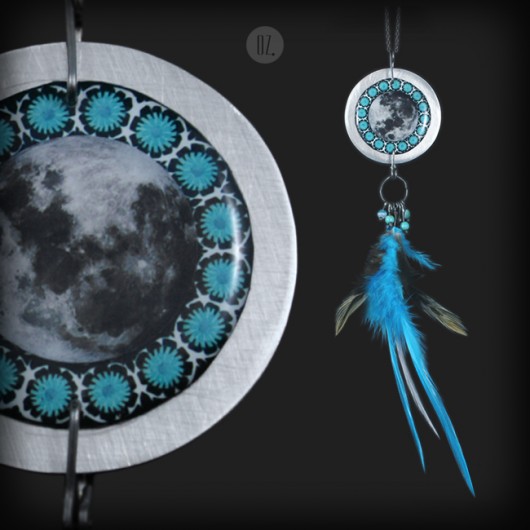 Blue Moon Mandala Midi - naszyjnik z piórami Olga Zielińska