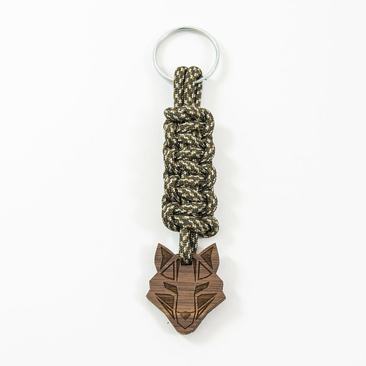 breloki Brelok do kluczy drewniany WILK paracord bushcraft
