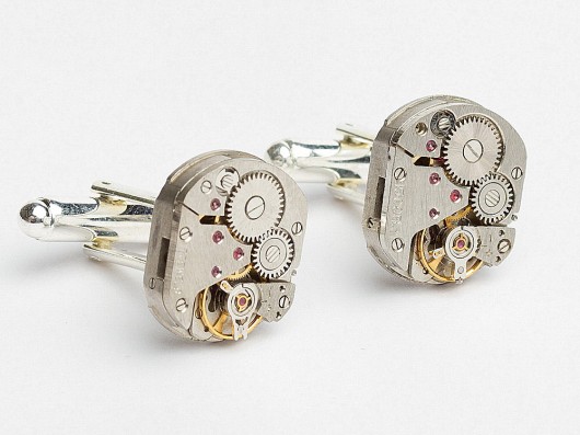 spinki do mankietów SQUARES I - spinki mechanizmy - Prezent dla chłopaka