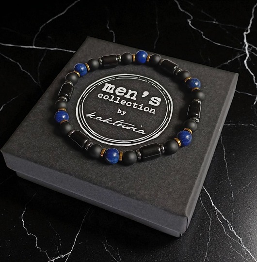biżuteria męska SIŁA, OPTYMIZM : efektowna bransoletka : LAPIS LAZULI, ONYKS