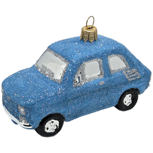 bombki Ręcznie malowana bombka szklana niebieski brokatowy Maluch