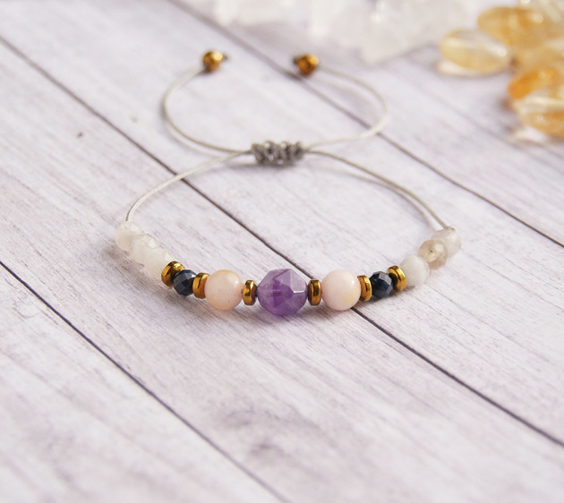 bransoletki z kamieni naturalnych RYBY - zodiac collection - SZAFIR, AMETYST, OPAL