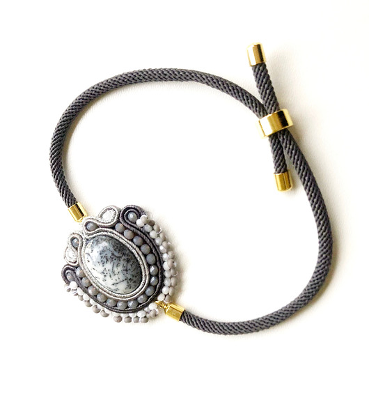 bransoletki soutache Elegancka sutaszowa  bransoletka GRIS