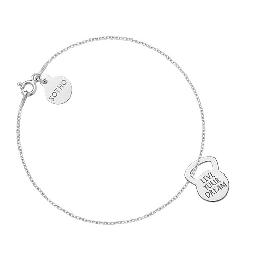 bransoletki srebrne Srebrna bransoletka kettlebell LIVE YOUR DREAM