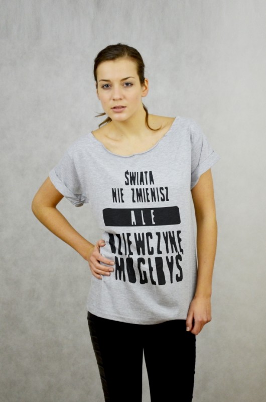 MÓGŁBYŚ - Koszulka Oversize szara T-shirt GAU great as You