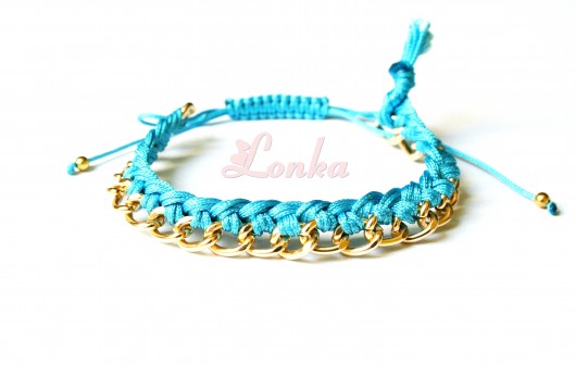 Bransoletka łańcuszek + niebieski sznurek Lonka Jewelry