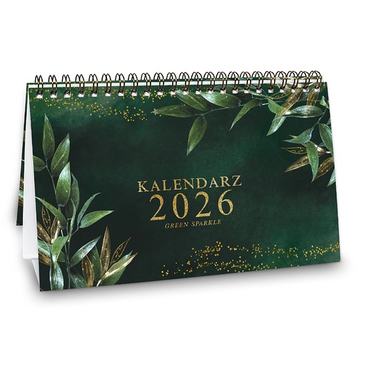kalendarze i plannery Kalendarz biurkowy 2026 GREEN SPARKLE  na biurko wolnostojący