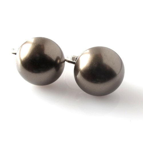 Klipsy z dużą perłą kryształ Swarovski Black Diamond