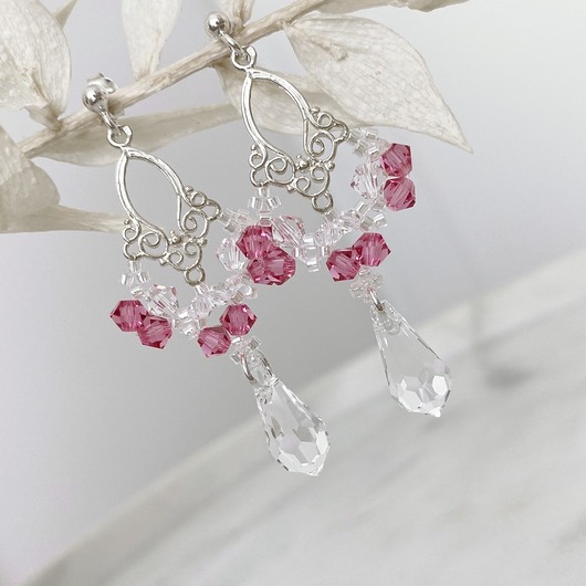 kolczyki swarovski Kolczyki Abril w magnoliach - kryształy Swarovskiego