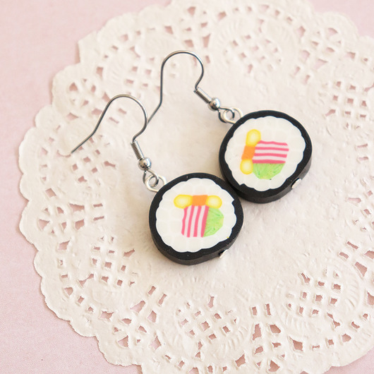Sushi maki kolczyki lekkie z modeliny fimo Lemon Lovely