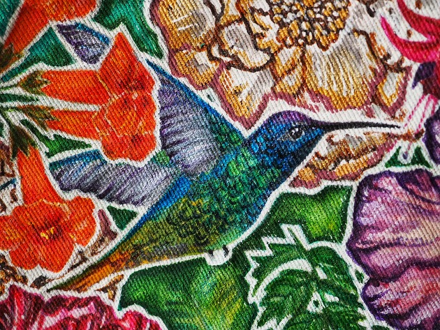 kurtki damskie KOLIBER kurtka jeansowa ręcznie malowana