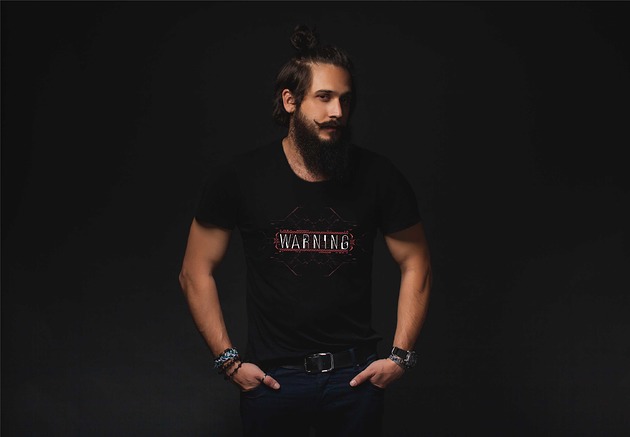 t-shirty męskie Koszulka organiczna z nadrukiem Warning