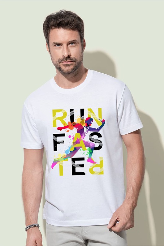 t-shirty męskie Koszulka organiczna z nadrukiem Run faster